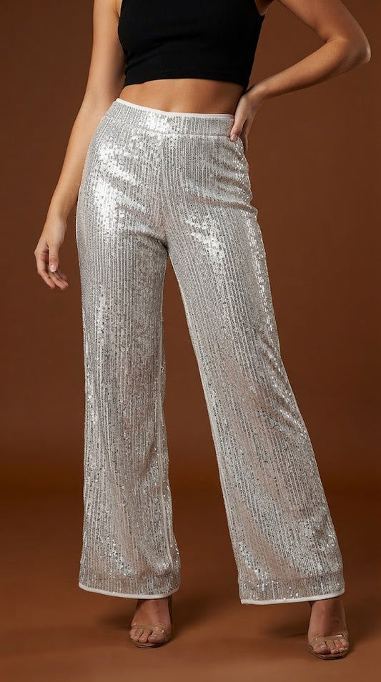 Pantalón plateado de brillo D&M / V303
