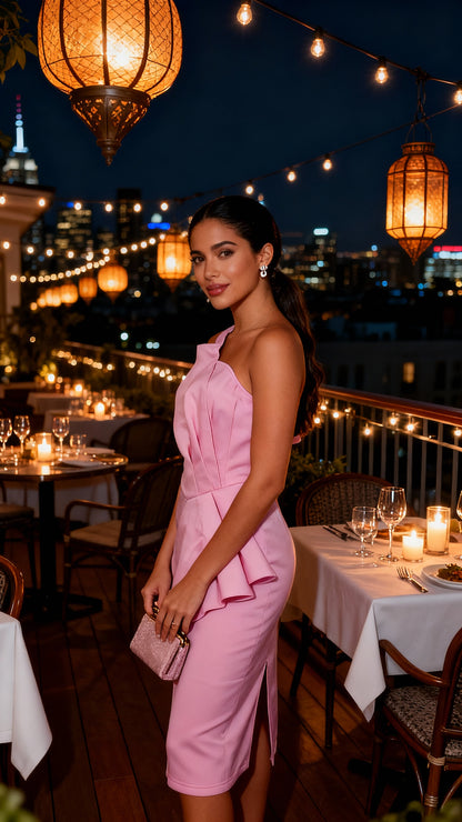 Vestido rosa con vuelo lateral / AO117 image 0