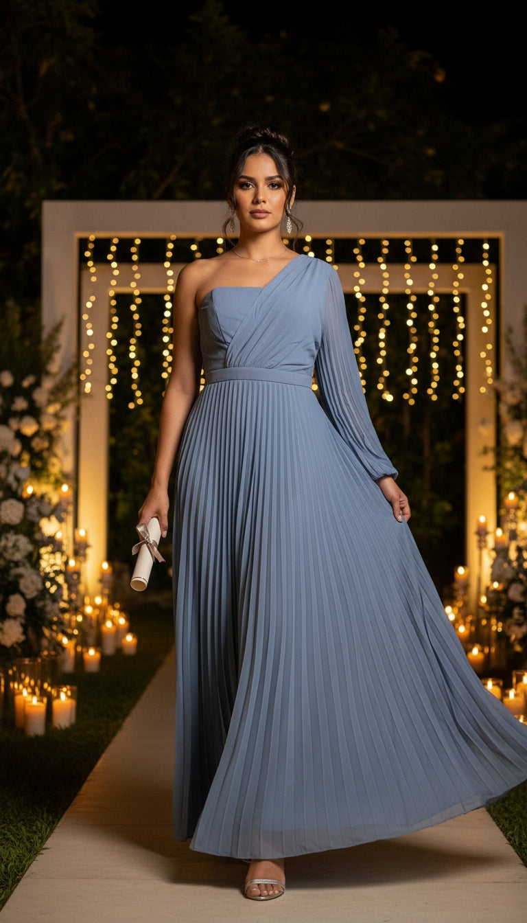 Vestido largo azul claro con mangas largas /SH10 image 2