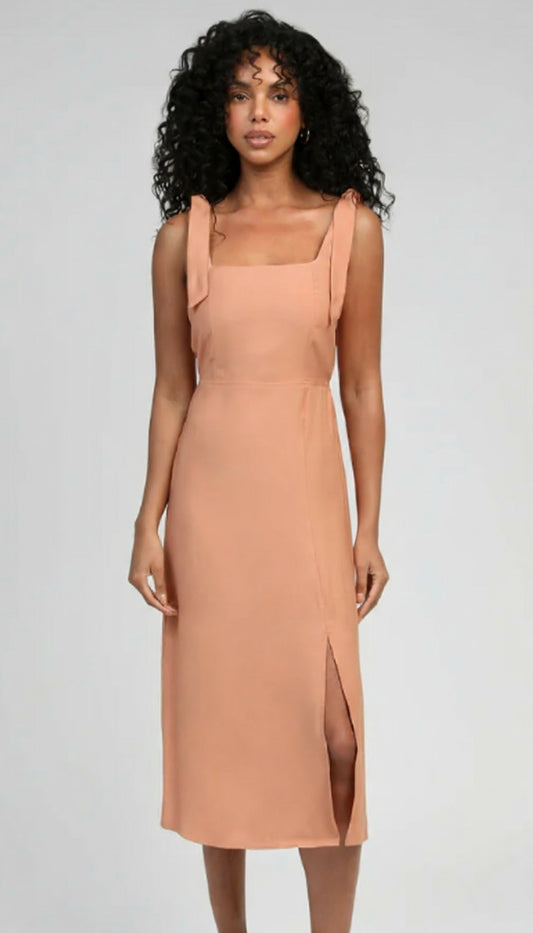 Vestido rosa salmón con nido de abeja /ANV08 image 0