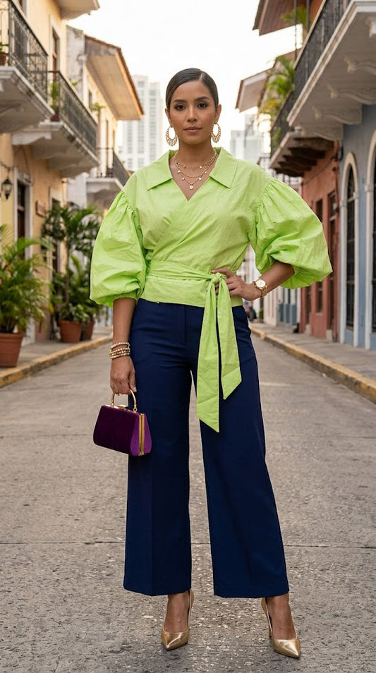 Blusa verde con lazo / AO124
