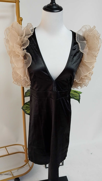 Vestido negro con mangas de tul D&M / V417 image 1