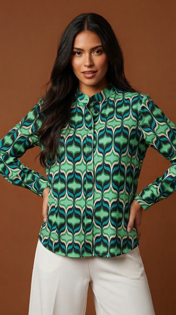 Blusa estampada verde / ANB26001