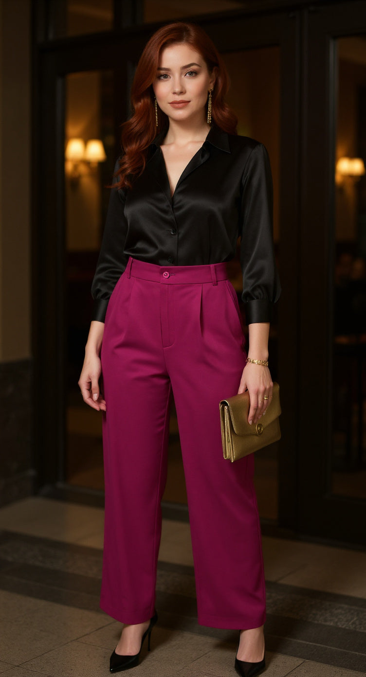 Pantalón fucsia recto / P185 image 0