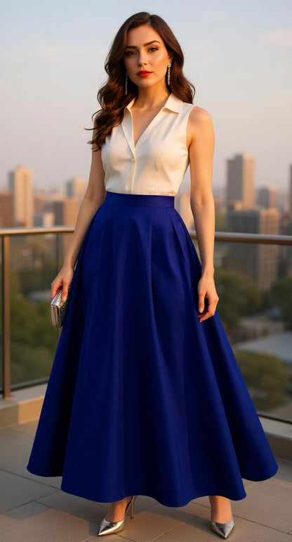 Falda larga azul eléctrico acampanada AOMEI / AO99 image 1