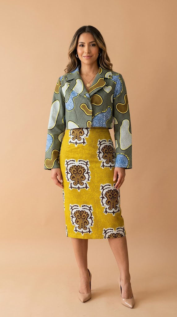 Conjunto falda estampada verde / AO166