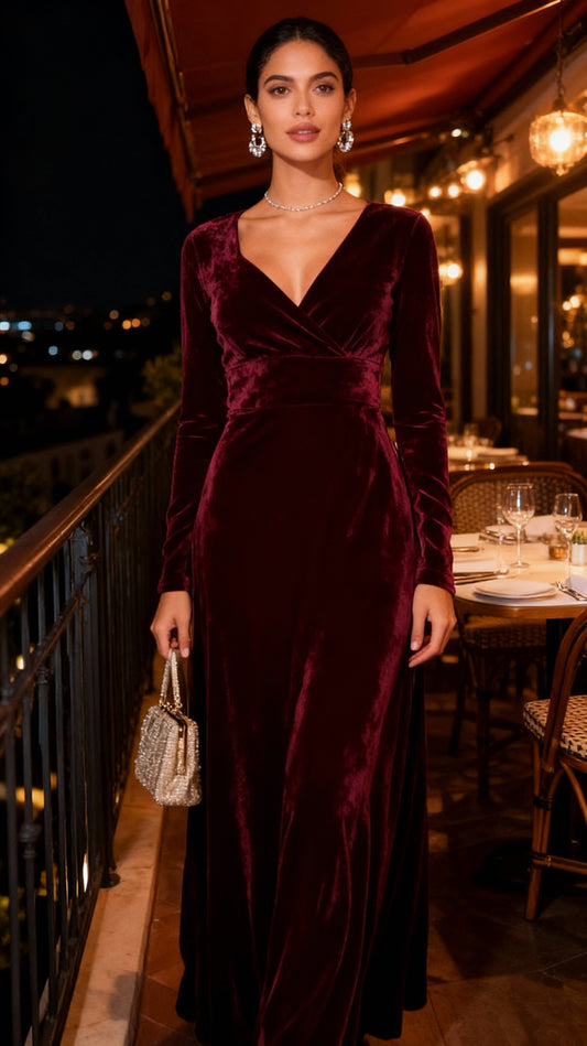Vestido terciopelo rojo largo /AO149 image 1