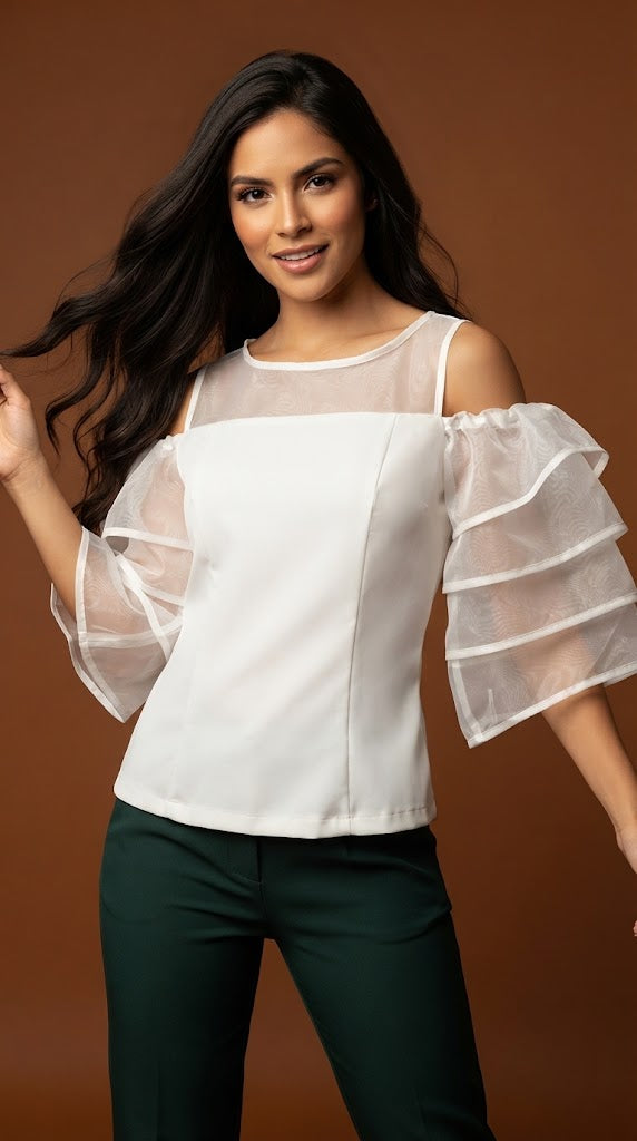 Blusa manga globo satinada / AO128