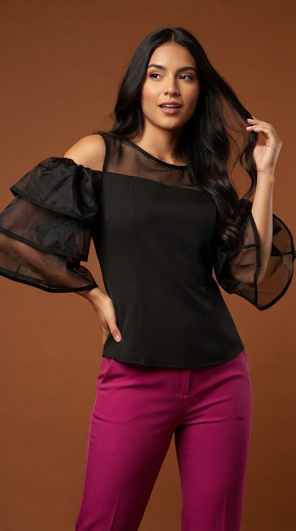 Blusa manga globo satinada / AO128