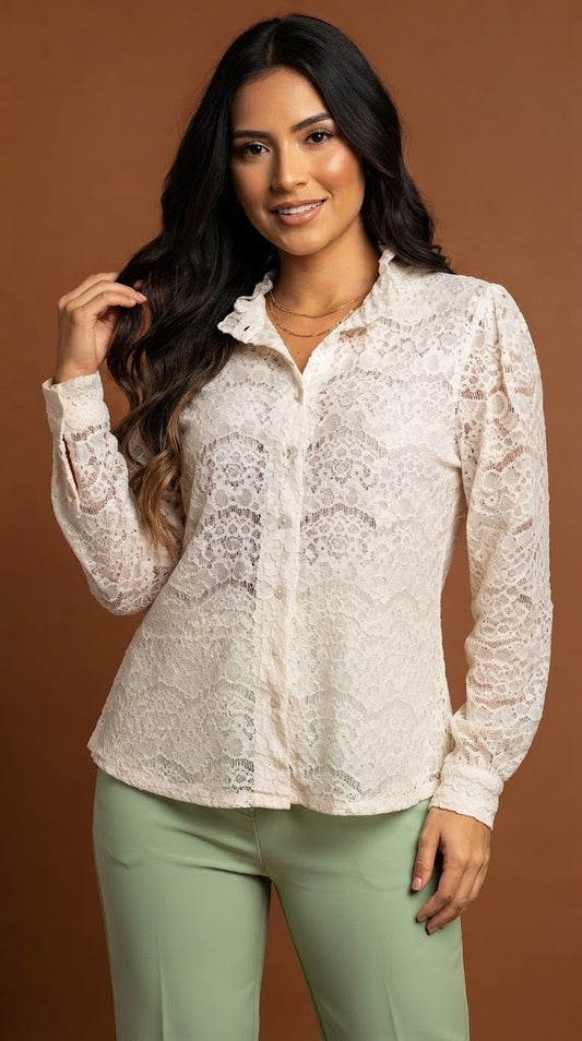 Blusa Texturizada con Encaje / ANB26033