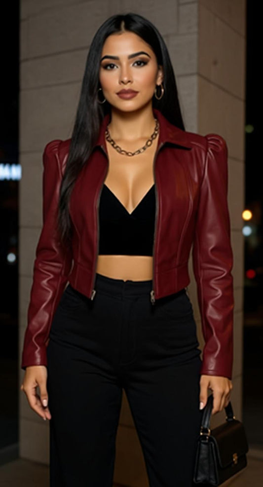 Chaqueta vinilo vino tinto con cierre / V294 image 0