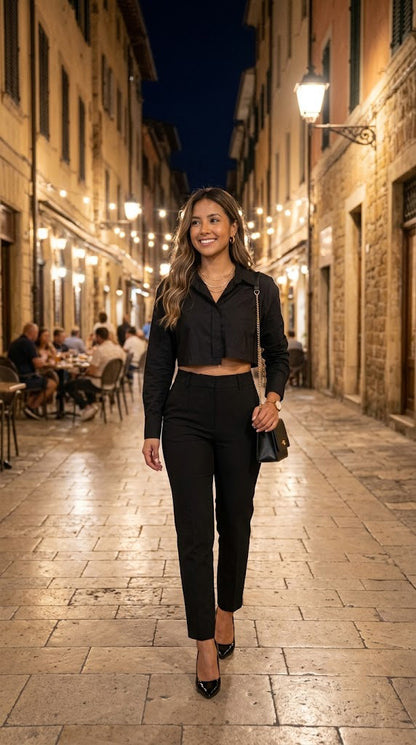 Blusa Negra Cropped / ANB26088
