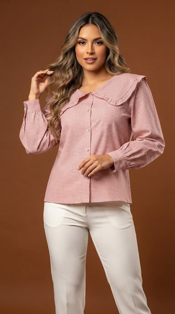 Blusa de cuadros, rojo claro / ANB09