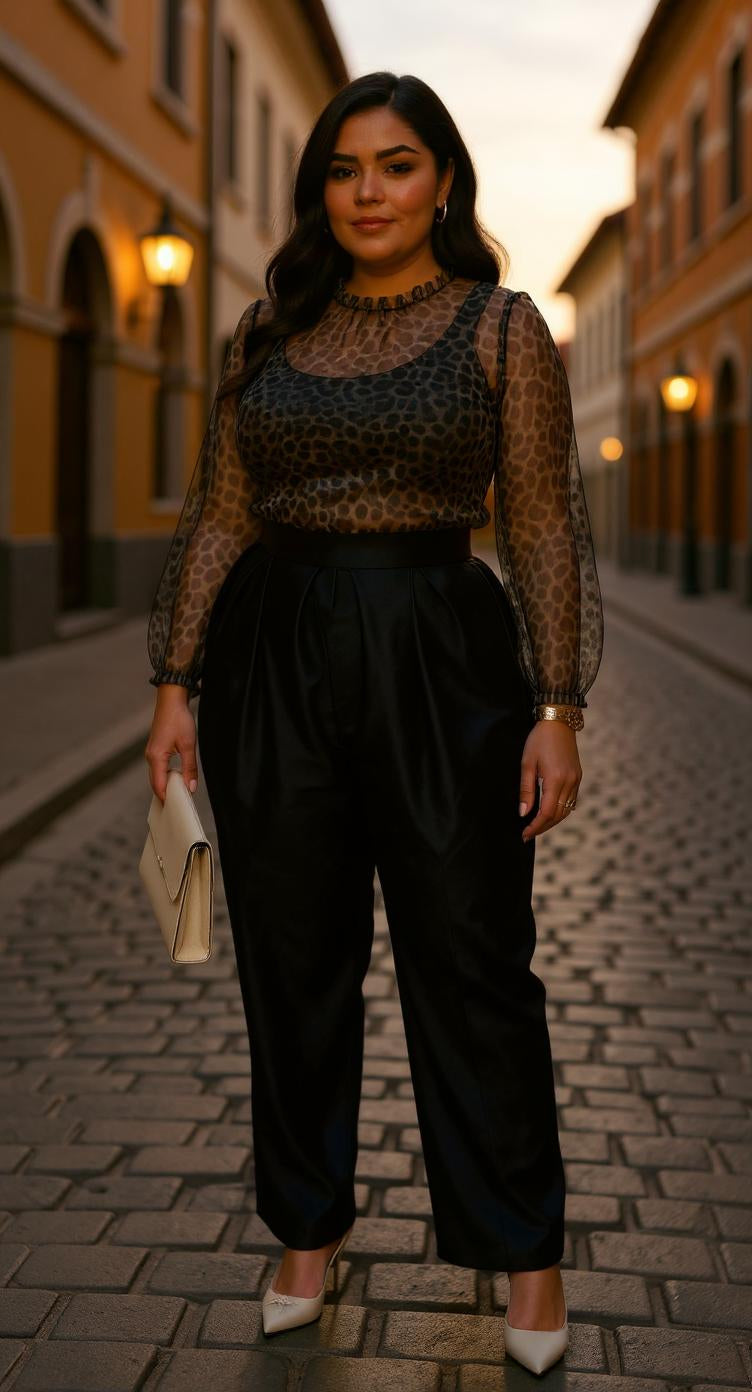 Blusa semitransparente estilo clásico/ AO18 image 0