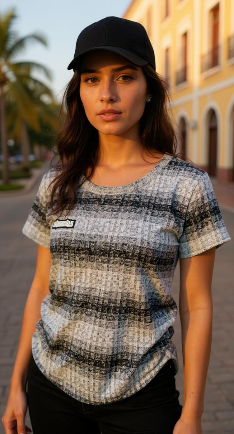 Camiseta gris con rayas / P282 image 0