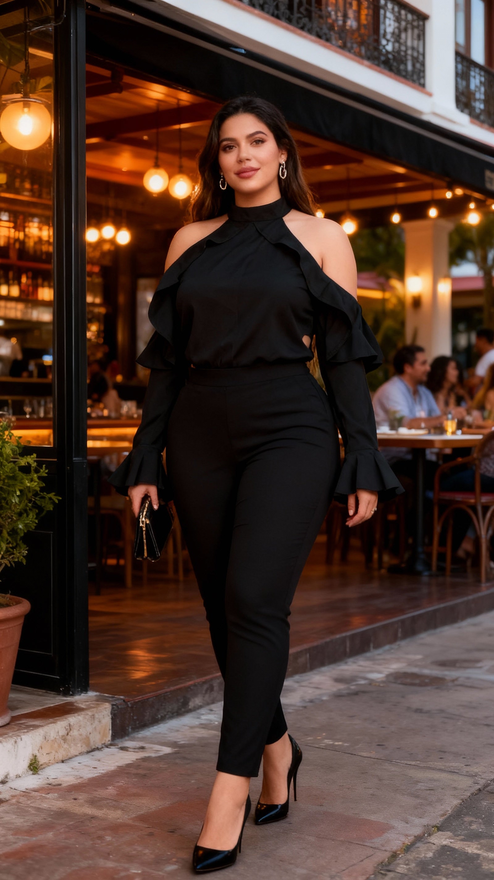 Blusa negra manga larga / AO88 image 0