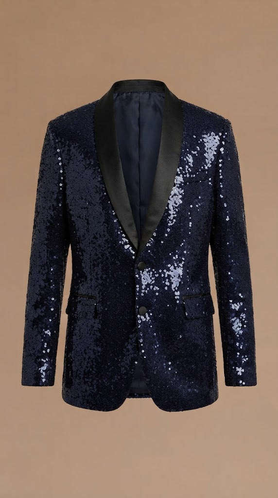 Blazer Azul con Negro Cuero Sintético / ANBL2642