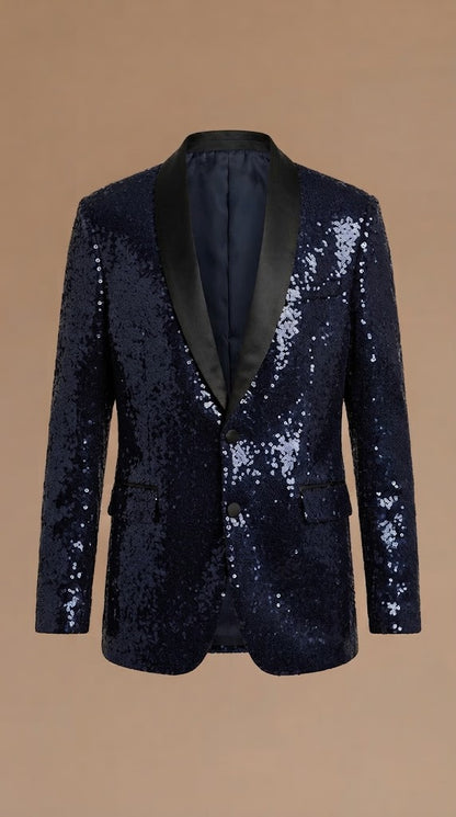 Blazer Azul con Negro Cuero Sintético / ANBL2642