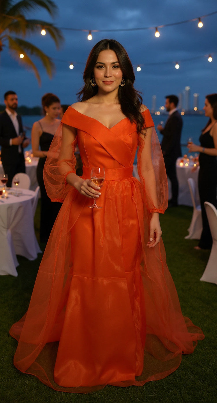 Vestido naranja tul /AO119 image 0