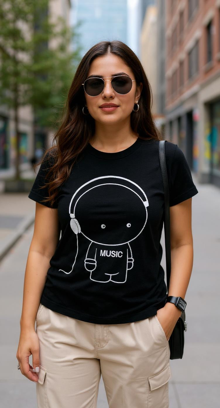 Camiseta negra astronauta / P129 image 0