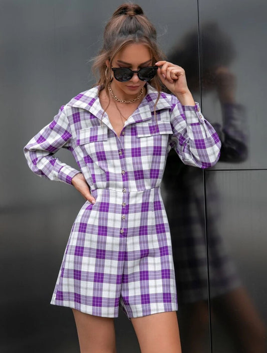 Jumpsuit De Cuadros Morado / V27 image 0