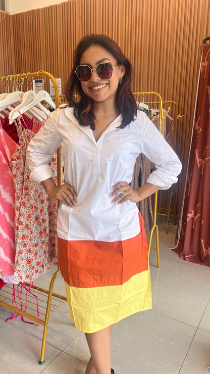 Vestido de bloques de color con corte relajado / AO21 image 3