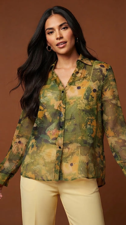 Blusa estampada verde oliva / ANB26011