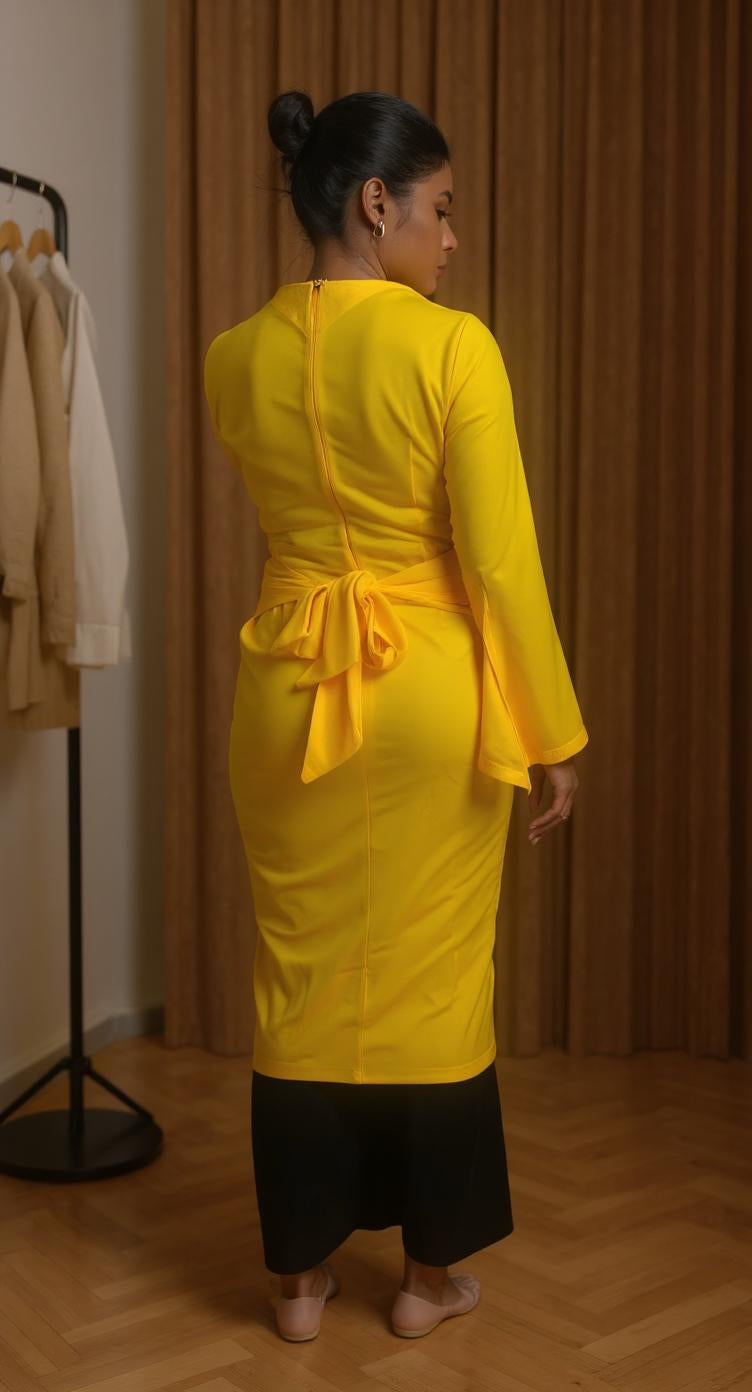 Vestido amarillo formal de manga larga / AO6 image 3