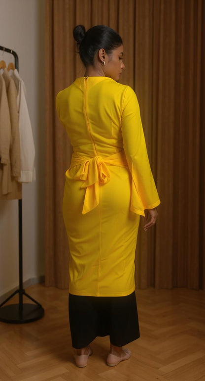 Vestido amarillo formal de manga larga / AO6 image 3