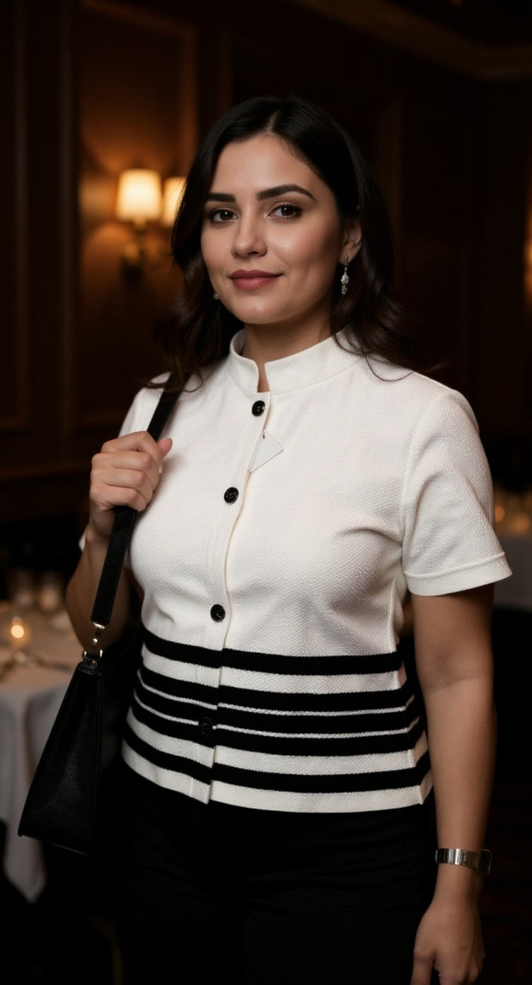 Blusa blanca con rayas negras / P301 image 0