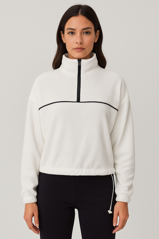 Sudadera blanca con cremallera/ P286 M image 0