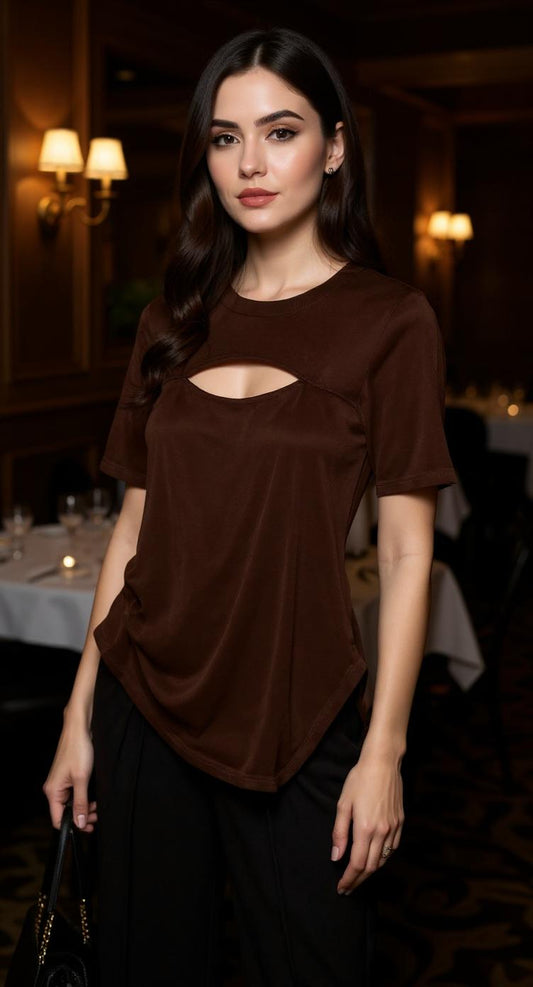 Camiseta marrón básica / P317 image 0