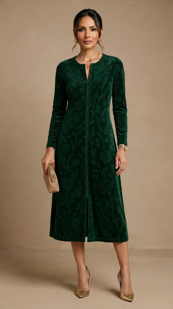 Vestido verde terciopelo largo AOMEI / AO96