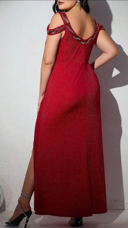 Vestido rojo largo con abertura / V267 image 1