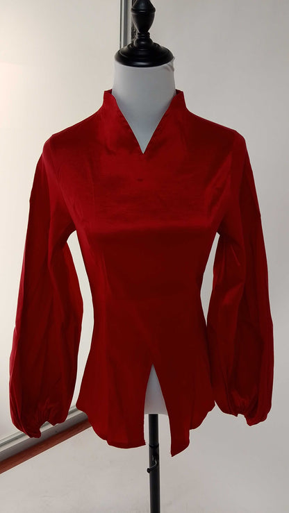 Blusa satinada con cuello en V/ AO8 image 3