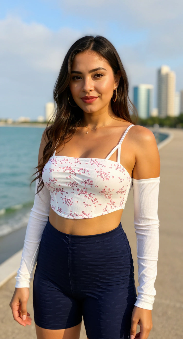 Top blanco bordado tirantes D&M / V343 image 2