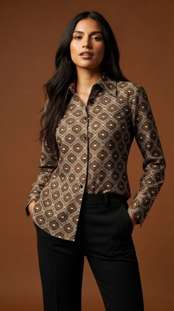 Blusa estampada café / ANB26005