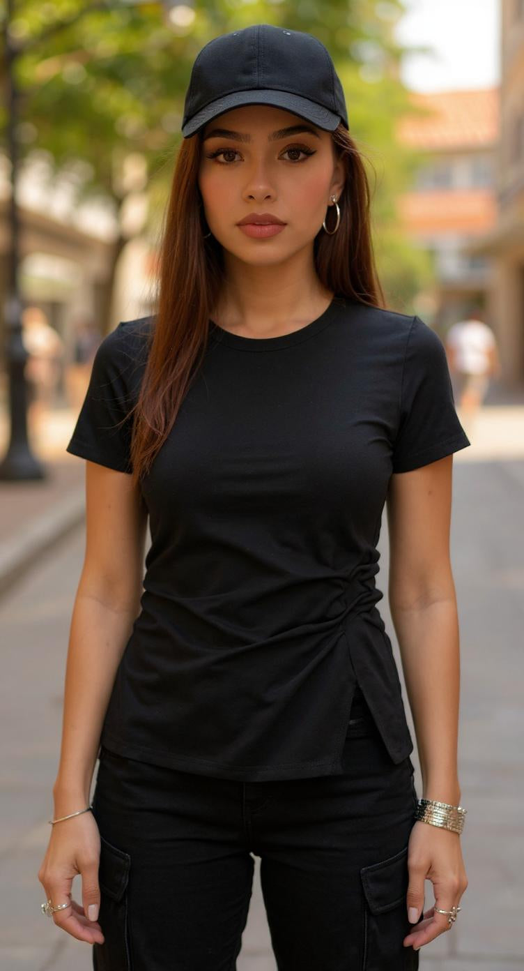 Blusa negra con nudo / P294 image 0