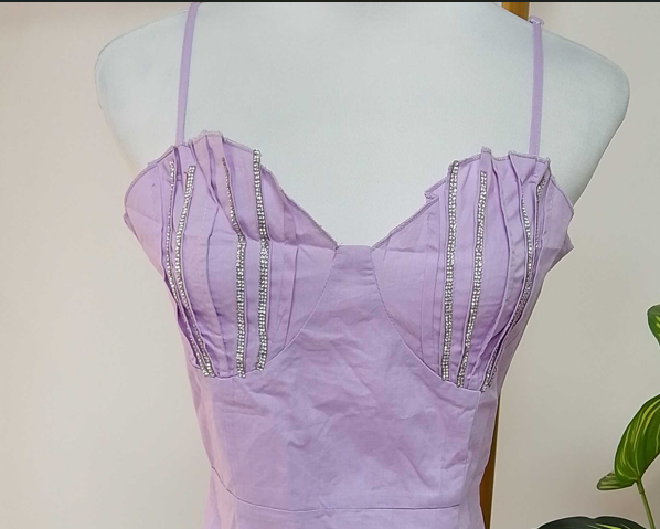 Vestido lila con tirantes y bustier D&M / V418 image 3