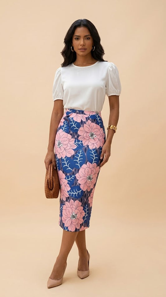 Falda flores rosas / AO164
