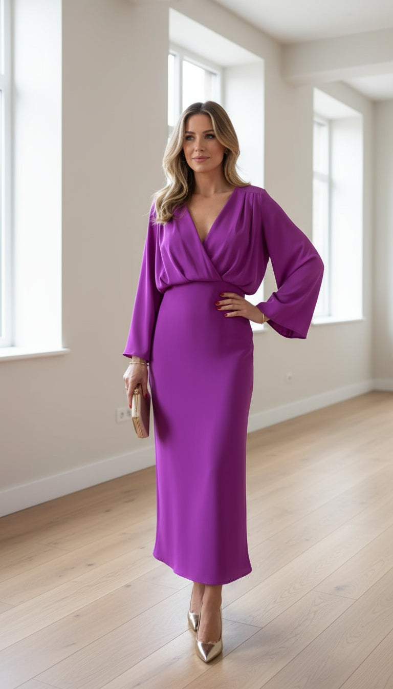 Vestido largo violeta escote profundo /ANV21 image 0