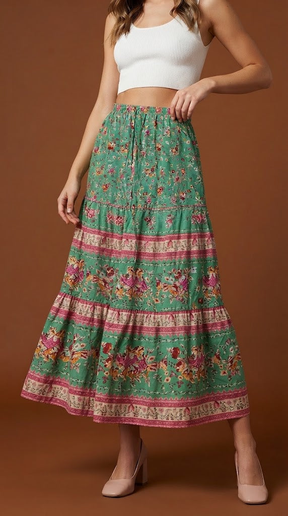 Falda Floral Verde / ANF05