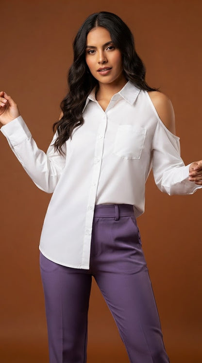 Blusa blanca hombros descubiertos / L20A