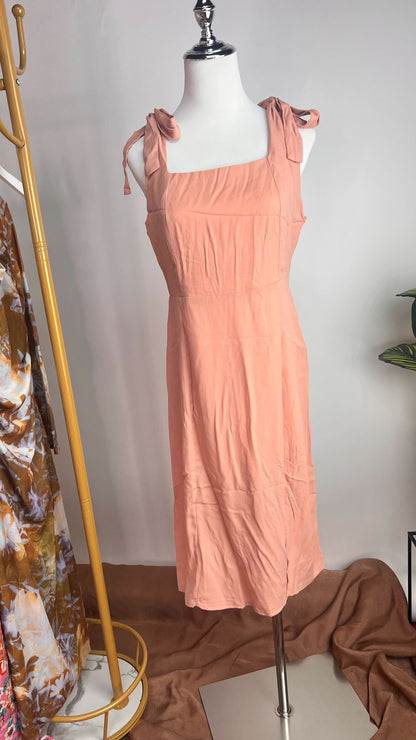 Vestido rosa salmón con nido de abeja /ANV08 image 3