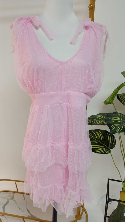 Vestido rosa con vuelos D&M / V385 image 4