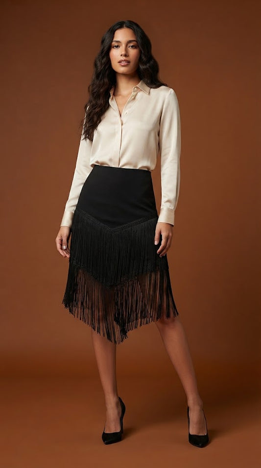 Falda corta con flequillos elegantes D&M / V459