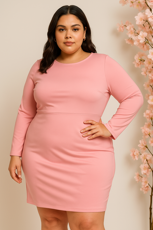 Vestido rosa pastel ajustado AOMEI / AO79 image 0