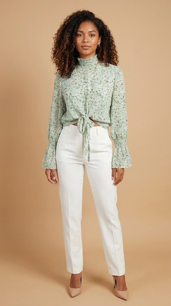 Blusa Floral con Amarre en Cintura / ANB26050