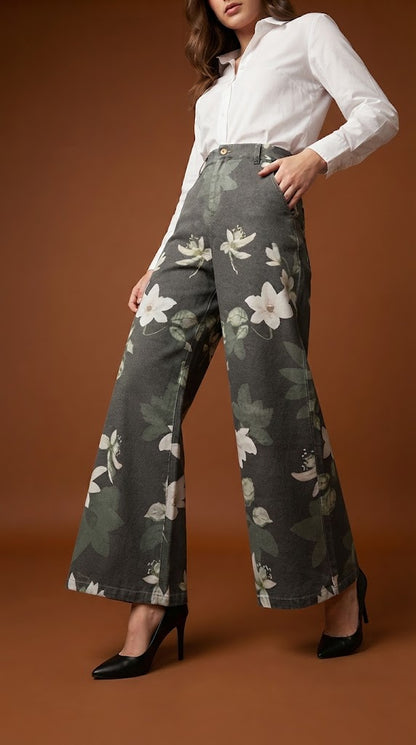 Pantalón Floral Verde Denim / ANE1001-59