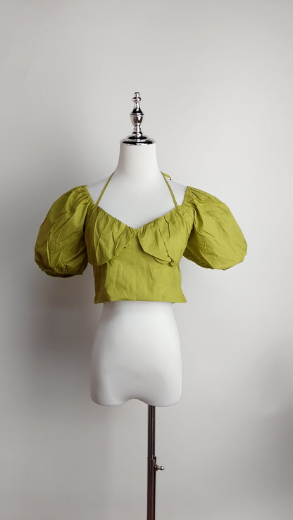 Blusa verde manzana mangas abullonadas / ANB08